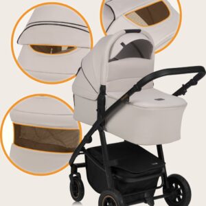 Lionelo AMBER PLUS 3IN1 bērnu ratiņi krāsa BEIGE SAND