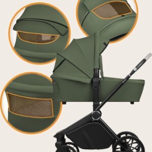 Lionelo MIKA PLUS 2IN1 bērnu ratu komplekts krāsa GREEN OLIVE