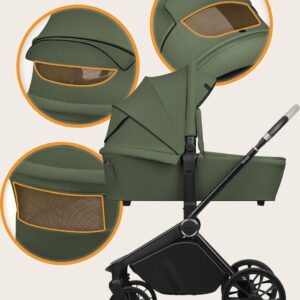Lionelo MIKA PLUS 3IN1 bērnu ratu komplekts krāsa GREEN OLIVE