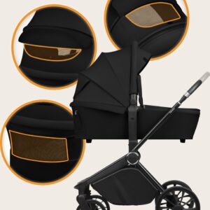Lionelo MIKA PLUS 3IN1 bērnu ratu komplekts krāsa BLACK ONYX