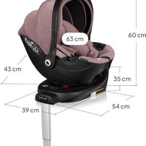 Lionelo Moxie i-Size autokrēsliņš 40-87cm krāsa Pink Mauve +rotējoša Isofix bāze