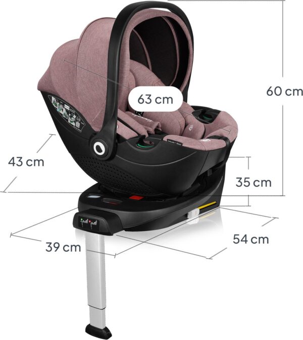 Ratini.lv | Moxie i-Size autokrēsliņš 40-87cm krāsa Pink Mauve +rotējoša Isofix bāze bilde #25