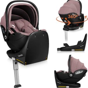 Lionelo Moxie i-Size autokrēsliņš 40-87cm krāsa Pink Mauve +rotējoša Isofix bāze