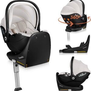 Lionelo Moxie i-Size autokrēsliņš 40-87cm krāsa Beige Sand +rotējoša Isofix bāze