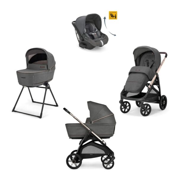 Ratini.lv | Aptica System Quattro bērnu ratu komplekts 3in1 ar autokrēsliņu Darwin Recline krāsa Velvet Grey bilde #1