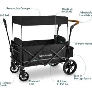 Wonderfold X2 universāli bērnu ratiņi (2 sēdvietas) krāsa Stealth Black