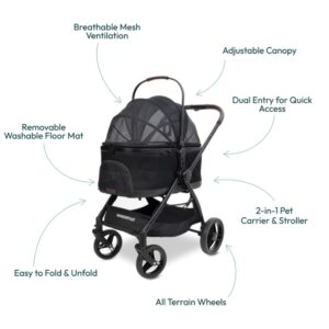 Wonderfold P3 Luxury mājdzīvnieku ratiņi krāsa Jet Black