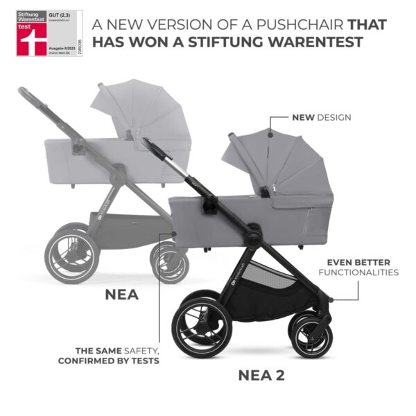 Ratini.lv | NEA 2 bērnu ratiņi 2 in 1 krāsa Platinium Grey bilde #29