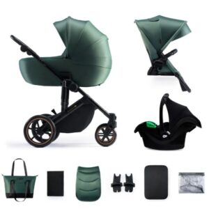 Kinderkraft PRIME 2.0 bērnu ratiņi 3 in 1 krāsa Dark Green
