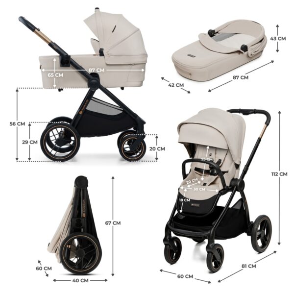 Ratini.lv | NEA 2 bērnu ratiņi 2 in 1 krāsa Soft Beige bilde #29