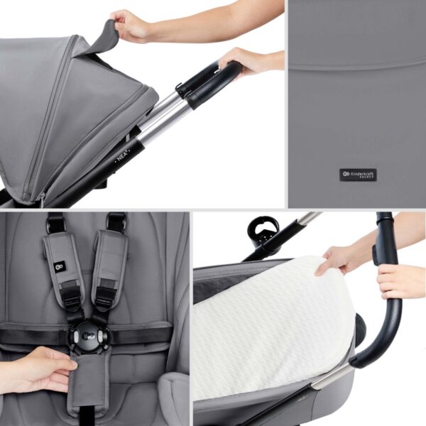 Ratini.lv | NEA 2 bērnu ratiņi 2 in 1 krāsa Platinium Grey bilde #53