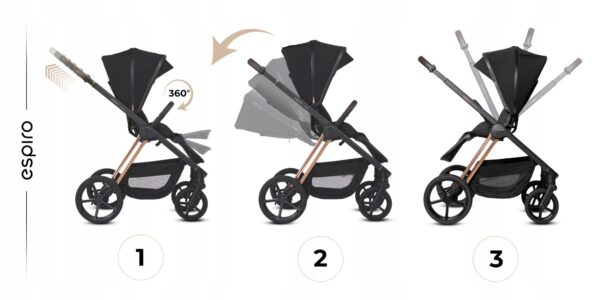 Ratini.lv | MILOO WAY 2.0 pastaigu ratiņi bērniem krāsa 310 DIAMOND BLACK bilde #65
