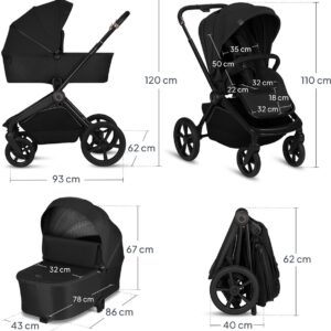 Lionelo FREYA 2IN1 bērnu ratu komplekts krāsa BLACK ONYX