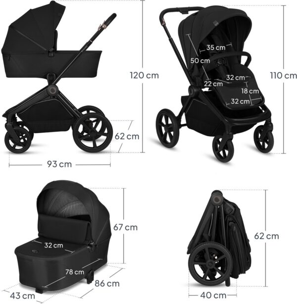 Ratini.lv | FREYA 2IN1 bērnu ratu komplekts krāsa BLACK ONYX bilde #11