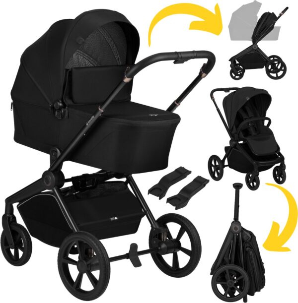 Ratini.lv | FREYA 2IN1 bērnu ratu komplekts krāsa BLACK ONYX bilde #1