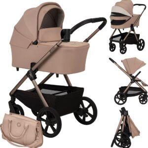 Lionelo CARMINE 2IN1 bērnu ratu komplekts krāsa BEIGE SAND
