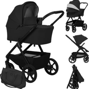 Lionelo CARMINE 2IN1 bērnu ratu komplekts krāsa BLACK ONYX