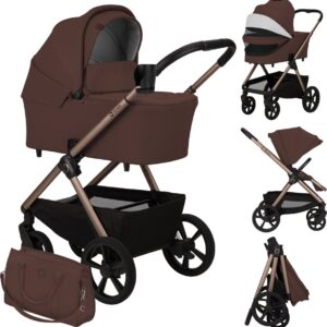 Lionelo CARMINE 2IN1 bērnu ratu komplekts krāsa BROWN CHOCOLATE