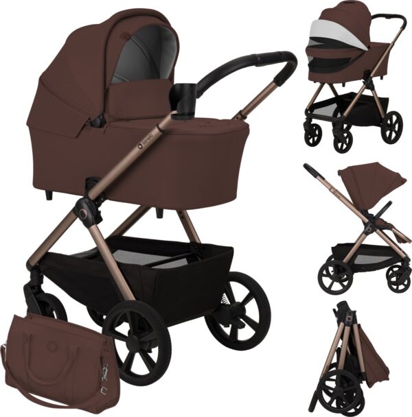 Ratini.lv | CARMINE 2IN1 bērnu ratu komplekts krāsa BROWN CHOCOLATE bilde #1