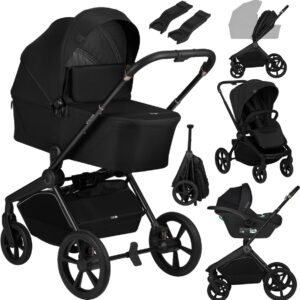 Lionelo FREYA 3IN1 bērnu ratu komplekts krāsa BLACK ONYX