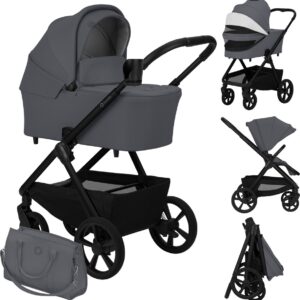 Lionelo CARMINE 2IN1 bērnu ratu komplekts krāsa GREY STONE