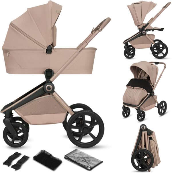 Ratini.lv | FREYA 2IN1 bērnu ratu komplekts krāsa BEIGE SAND bilde #33