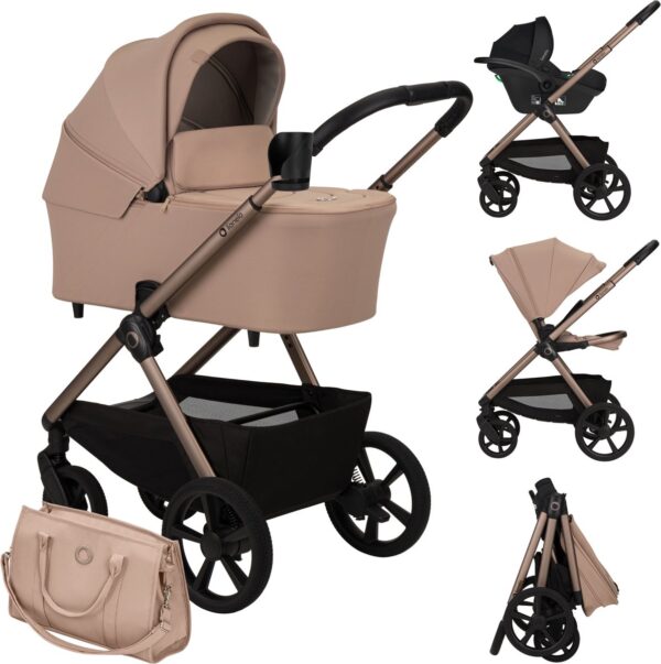 Ratini.lv | CARMINE 3IN1 bērnu ratu komplekts krāsa BEIGE SAND bilde #1