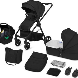 Lionelo GREET 3IN1 bērnu ratu komplekts krāsa BLACK ONYX