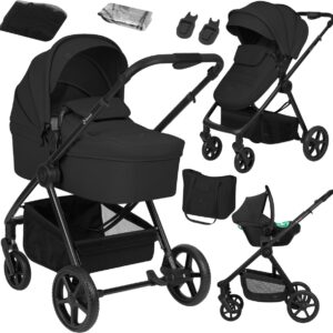 Lionelo GREET 3IN1 bērnu ratu komplekts krāsa BLACK ONYX