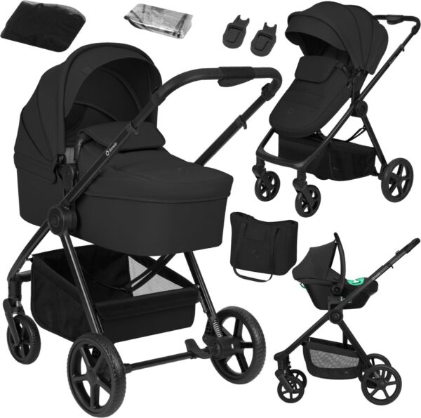 Ratini.lv | GREET 3IN1 bērnu ratu komplekts krāsa BLACK ONYX bilde #1