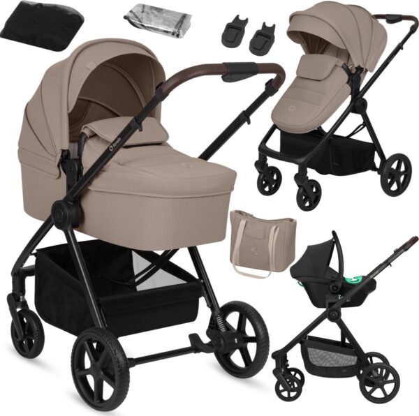 Ratini.lv | GREET 3IN1 bērnu ratu komplekts krāsa BEIGE TAUPE bilde #1
