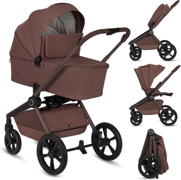 Ratini.lv | FREYA 2IN1 bērnu ratu komplekts krāsa BROWN CHOCOLATE bilde #1