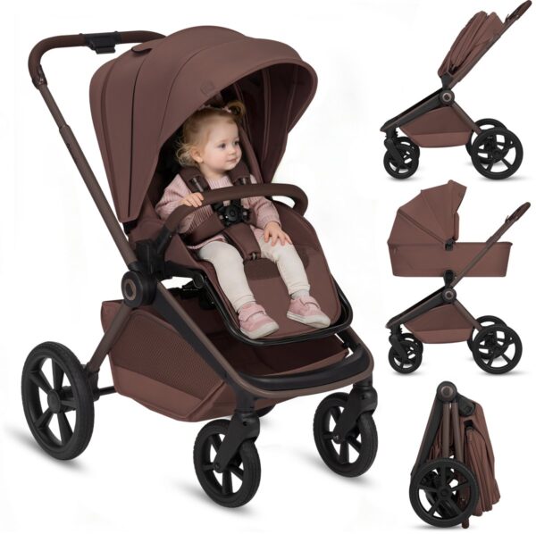 Ratini.lv | FREYA 2IN1 bērnu ratu komplekts krāsa BROWN CHOCOLATE bilde #39