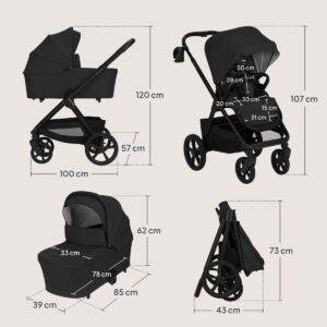 Lionelo CARMINE 2IN1 bērnu ratu komplekts krāsa BLACK ONYX