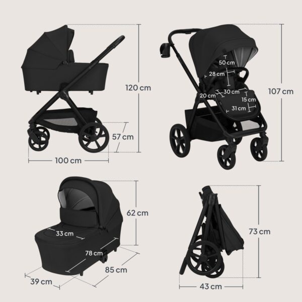 Ratini.lv | CARMINE 2IN1 bērnu ratu komplekts krāsa BLACK ONYX bilde #11