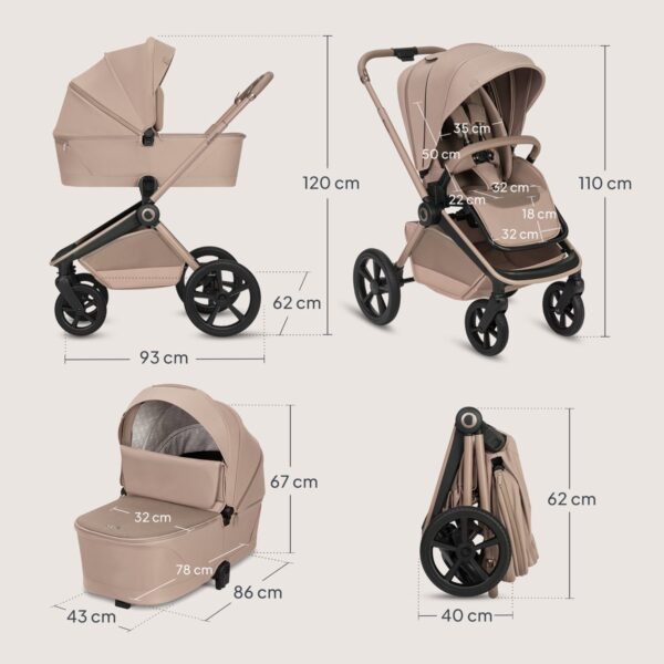 Ratini.lv | FREYA 3IN1 bērnu ratu komplekts krāsa BEIGE SAND bilde #9