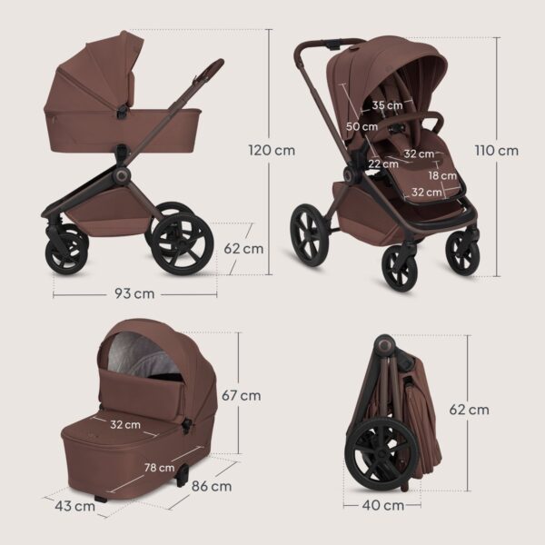 Ratini.lv | FREYA 2IN1 bērnu ratu komplekts krāsa BROWN CHOCOLATE bilde #9