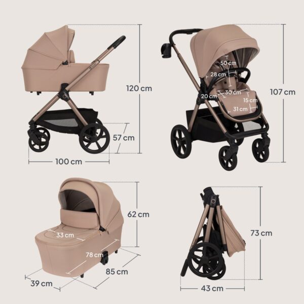Ratini.lv | CARMINE 2IN1 bērnu ratu komplekts krāsa BEIGE SAND bilde #9