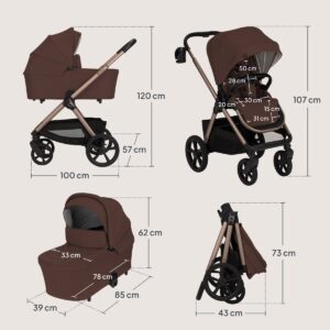 Lionelo CARMINE 2IN1 bērnu ratu komplekts krāsa BROWN CHOCOLATE