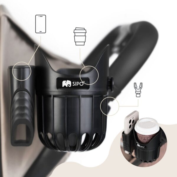 Ratini.lv | Cup and Phone Holder for stroller 2in1 krūzītes un telefona turētājs ratiem bilde #5