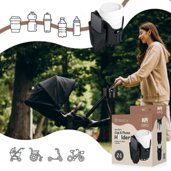 Ratini.lv | Cup and Phone Holder for stroller 2in1 krūzītes un telefona turētājs ratiem bilde #11