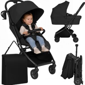 Lionelo SIA FLEX 2in1 bērnu pastaigu un ceļojumu ratu komplekts krāsa Black Onyx