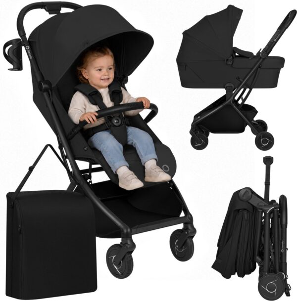 Ratini.lv | SIA FLEX 2in1 bērnu pastaigu un ceļojumu ratu komplekts krāsa Black Onyx bilde #3