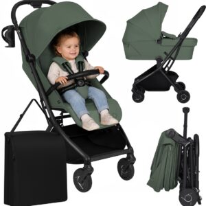 Lionelo SIA FLEX 2in1 bērnu pastaigu un ceļojumu ratu komplekts krāsa Green Emerald