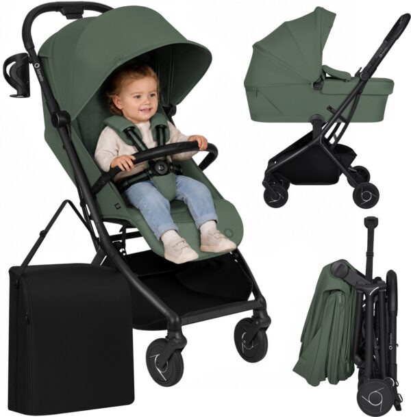 Ratini.lv | SIA FLEX 2in1 bērnu pastaigu un ceļojumu ratu komplekts krāsa Green Emerald bilde #3