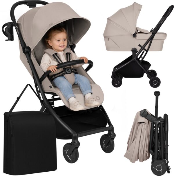 Ratini.lv | SIA FLEX 2in1 bērnu pastaigu un ceļojumu ratu komplekts krāsa Beige Sand bilde #3