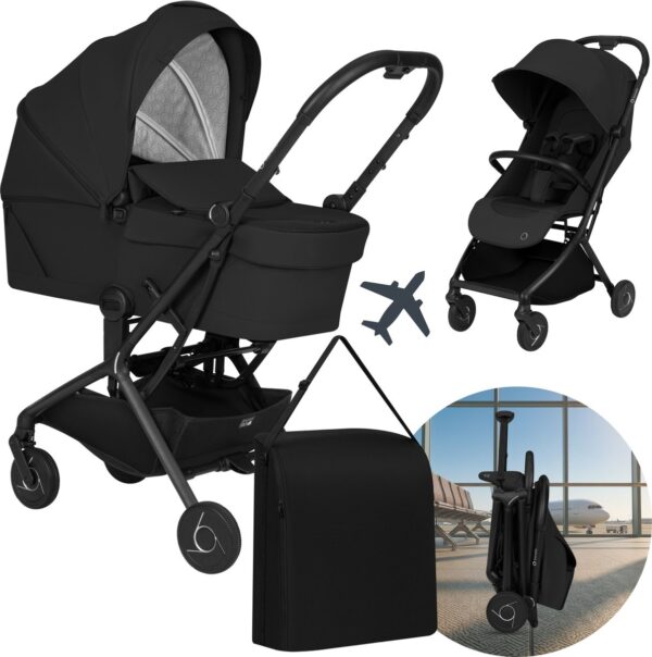 Ratini.lv | SIA FLEX 2in1 bērnu pastaigu un ceļojumu ratu komplekts krāsa Black Onyx bilde #1