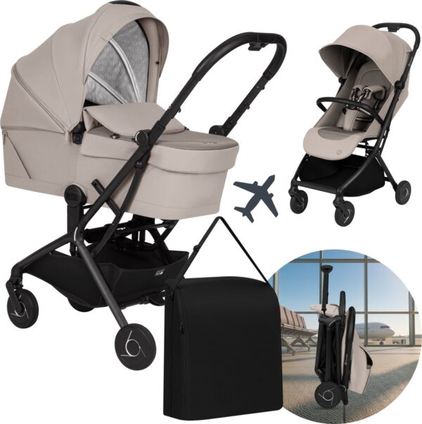 Ratini.lv | SIA FLEX 2in1 bērnu pastaigu un ceļojumu ratu komplekts krāsa Beige Sand bilde #1