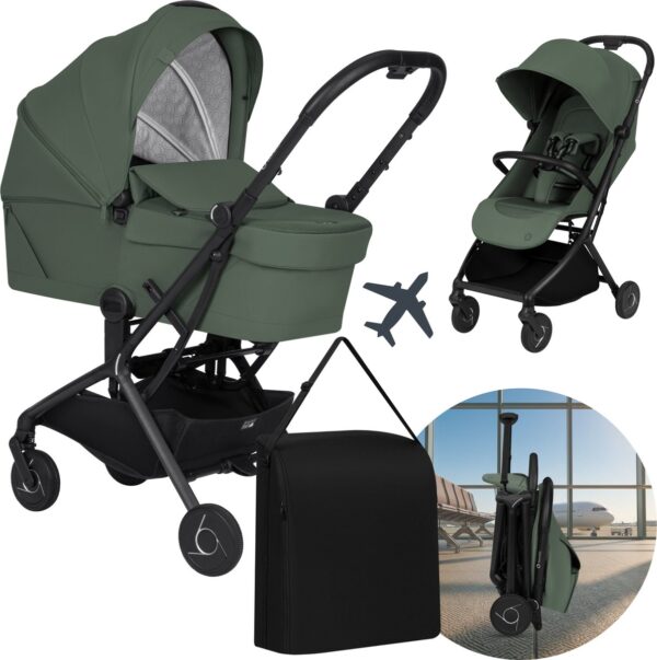 Ratini.lv | SIA FLEX 2in1 bērnu pastaigu un ceļojumu ratu komplekts krāsa Green Emerald bilde #1