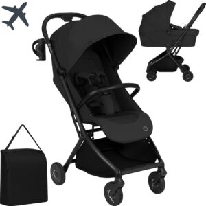 Lionelo SIA FLEX 2in1 bērnu pastaigu un ceļojumu ratu komplekts krāsa Black Onyx